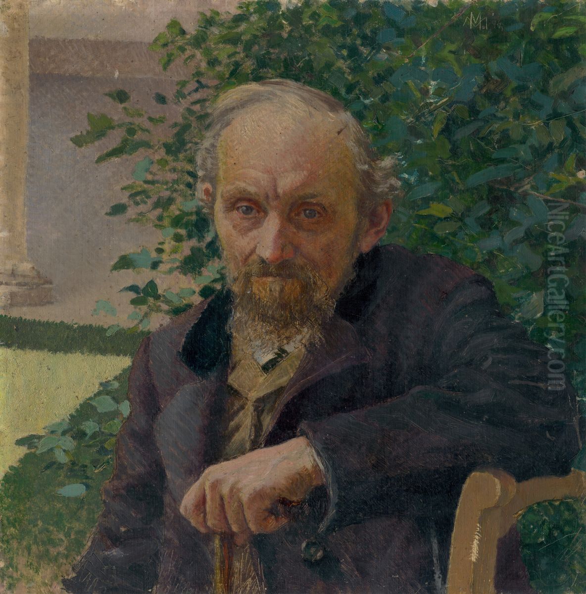 Podobizen stareho pana Oil Painting by Milan Thomka Mitrovsky