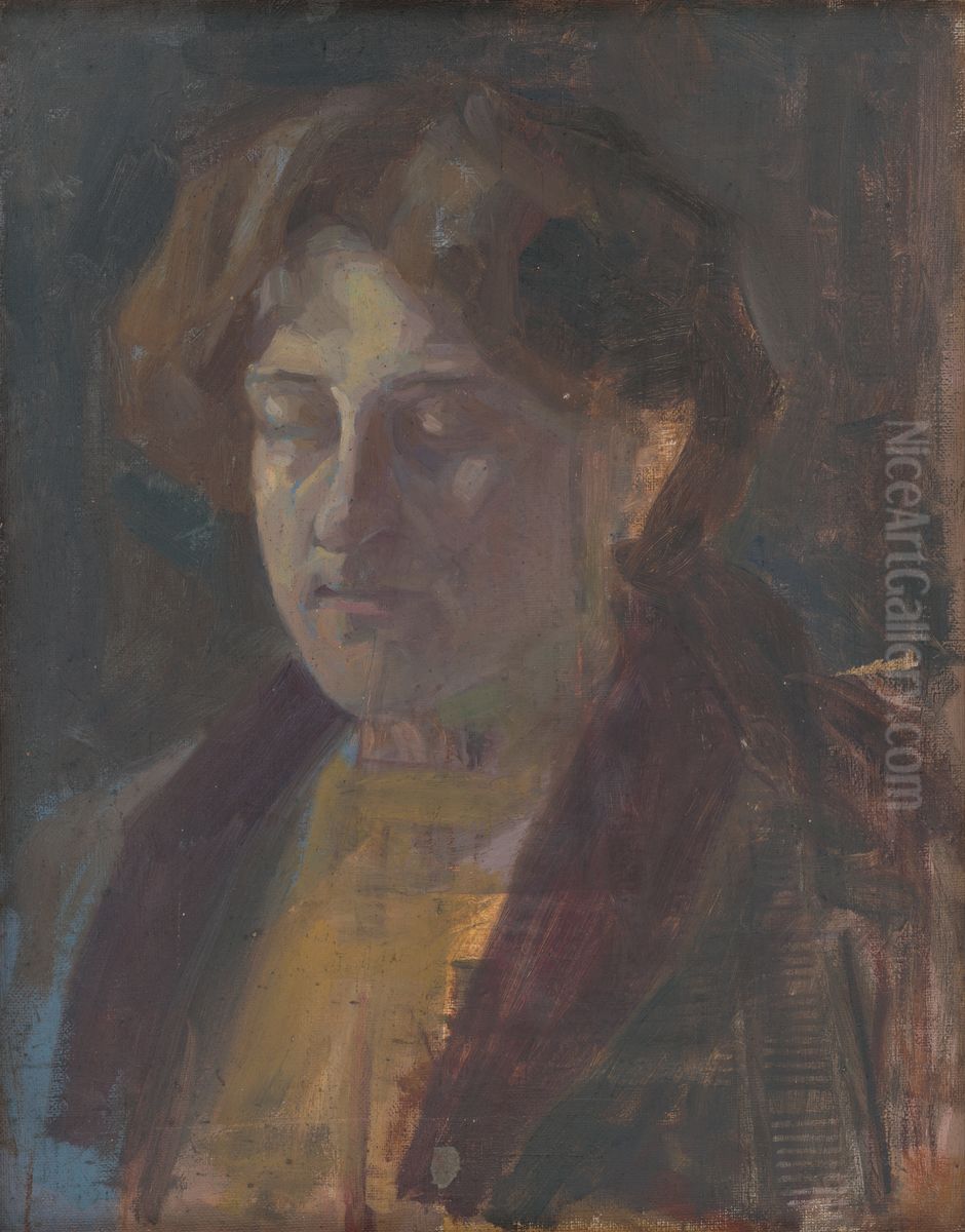 Portrait of a Woman with Half-Closed Eyes Oil Painting by Eduard Putra