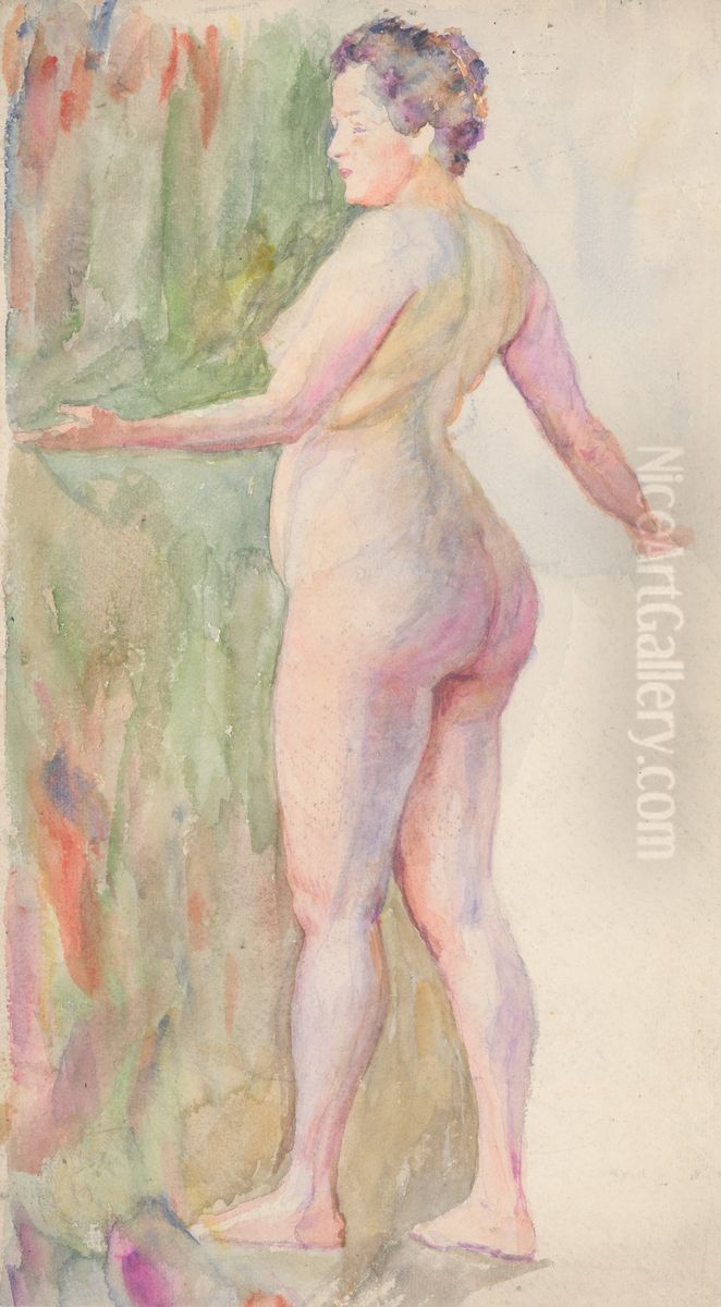 Stojaci zensky akt Oil Painting by Ivan Zabota