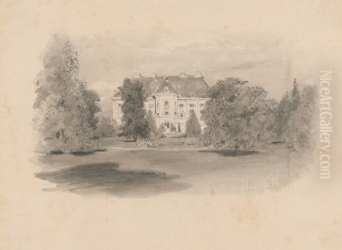 View of the Mansion from the Park Oil Painting by Jan Nowopacky