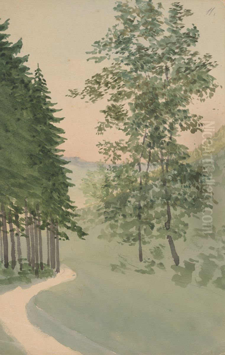 Mountain Path Oil Painting by Jan Nowopacky