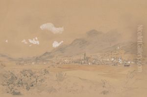 View of a Village below the Mountains