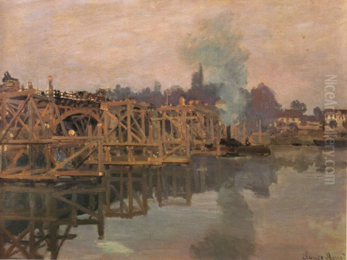 Argenteuil, the Bridge under Repair Oil Painting by Claude Oscar Monet