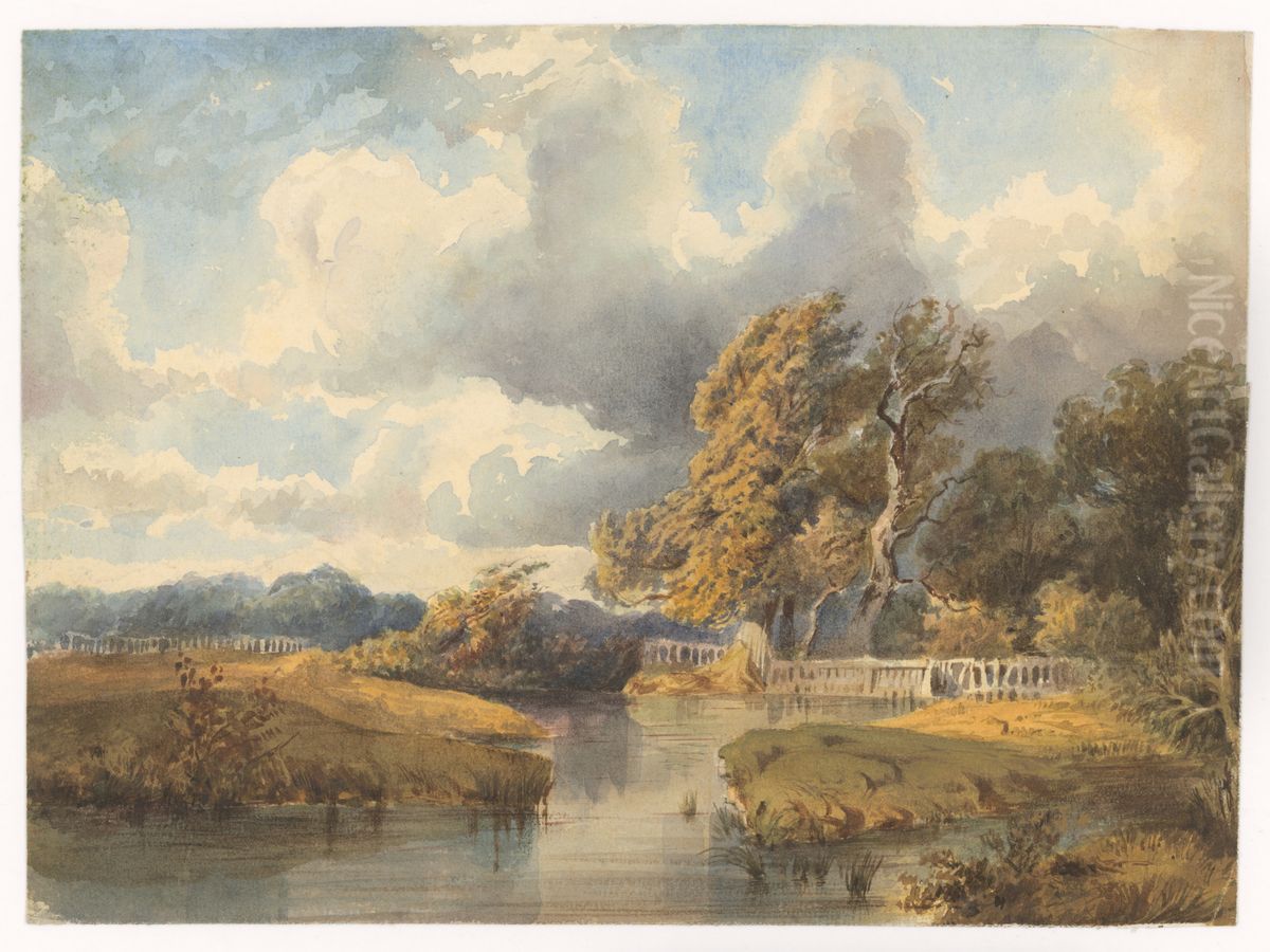 Lake in a Swiss Park Oil Painting by Laszlo Mednyanszky