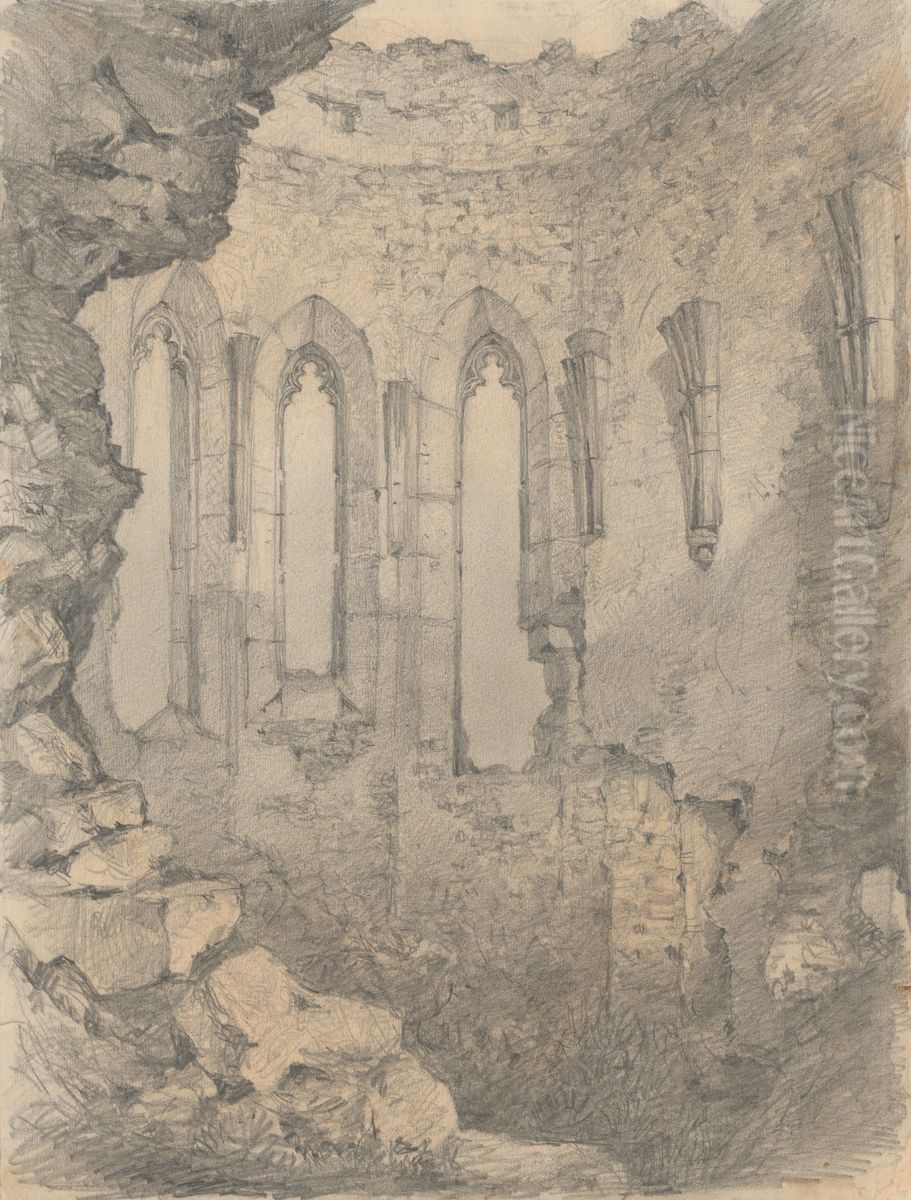 Beckov Castle Ruins Oil Painting by Laszlo Mednyanszky