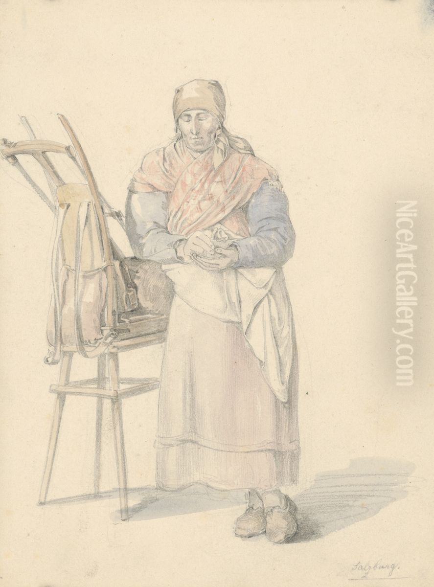 Vidiecka zena zo Salzburgu Oil Painting by Karoly Lajos Libay