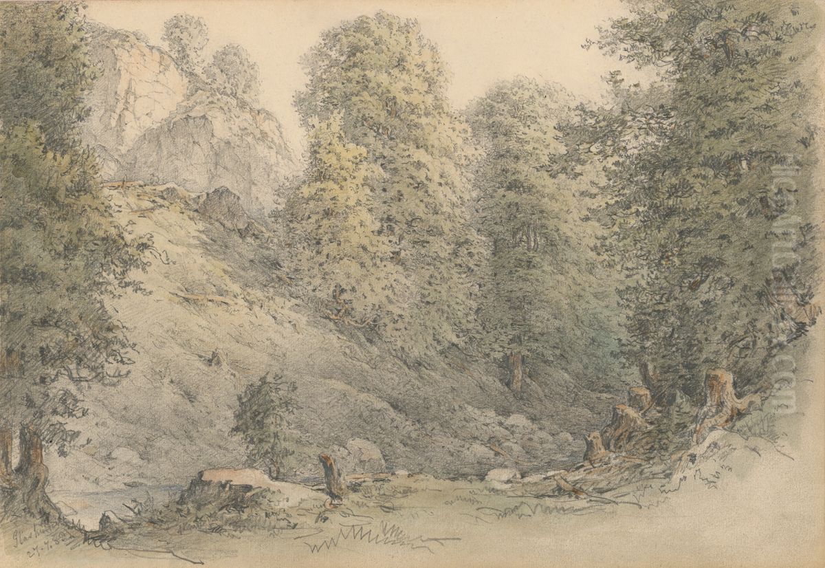 Sklena huta Oil Painting by Karoly Lajos Libay