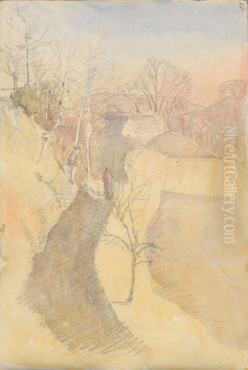 Studia krajiny s figuralnou stafazou Oil Painting by Laszlo Mednyanszky