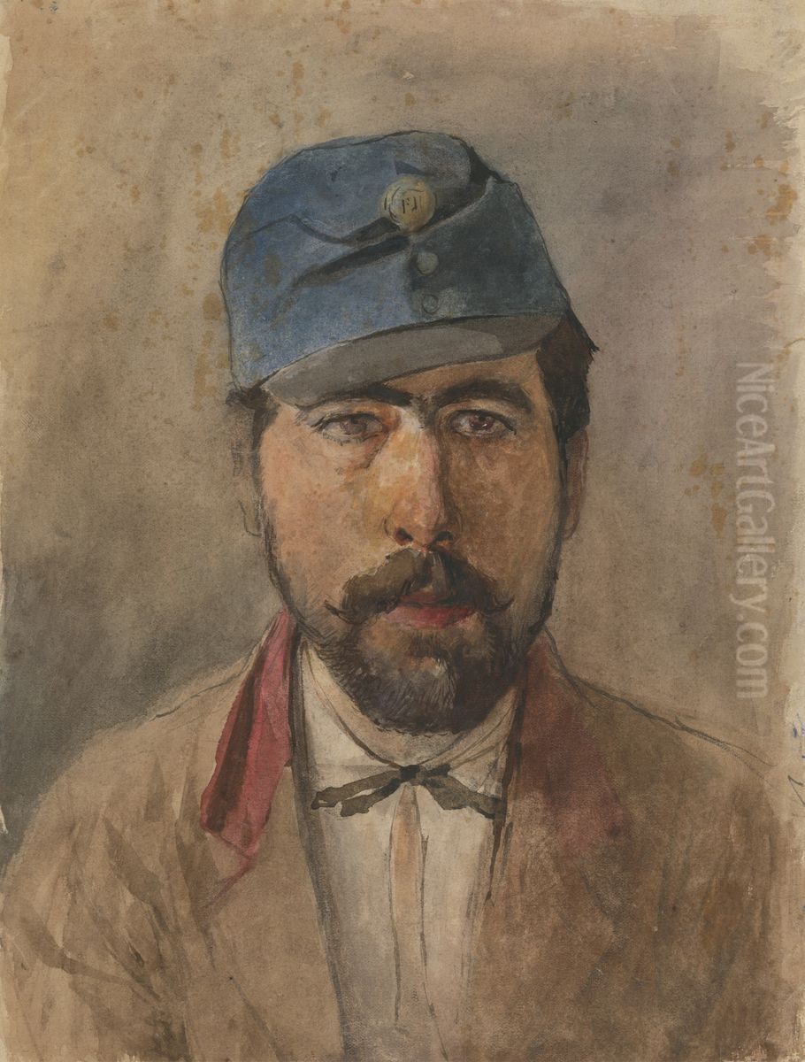 Podobizen vojaka v modrej ciapke Oil Painting by Laszlo Mednyanszky