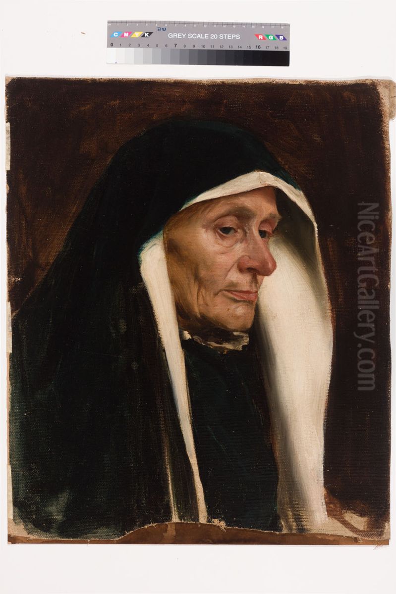Nun Oil Painting by Paul Raud