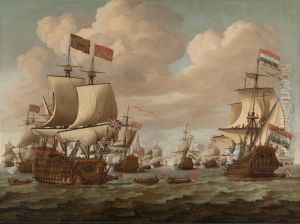 Engelse en Hollandse schepen wisselen saluutschoten uit