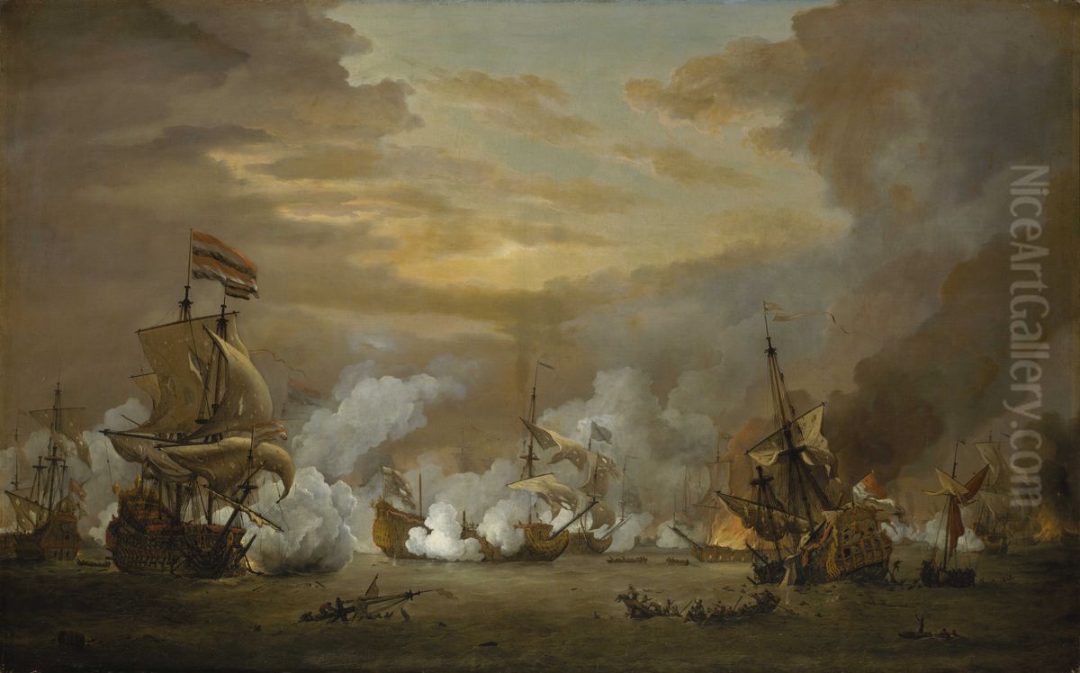 The Battle of the Texel, 11-21 August 1673 Oil Painting by Willem van de Velde the Younger