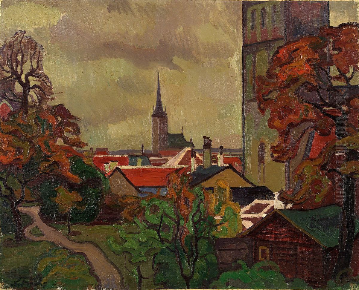 View on Tallinn Oil Painting by Nikolai Triik