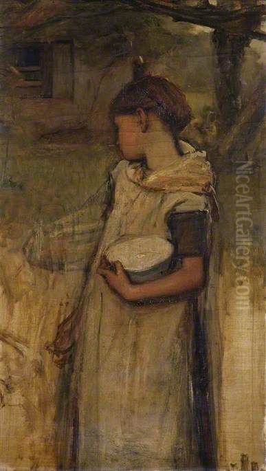 Study of a Girl Oil Painting by Francis Montague Holl