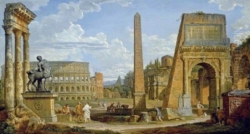 Capriccio of Roman Ruins with the Colosseum Oil Painting by Giovanni Paolo Panini