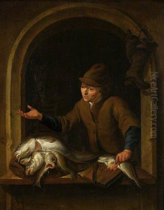 The Fishmonger Oil Painting by Louis de Moni
