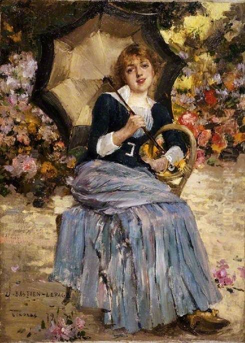 Girl with a Sunshade Oil Painting by Jules Bastien-Lepage