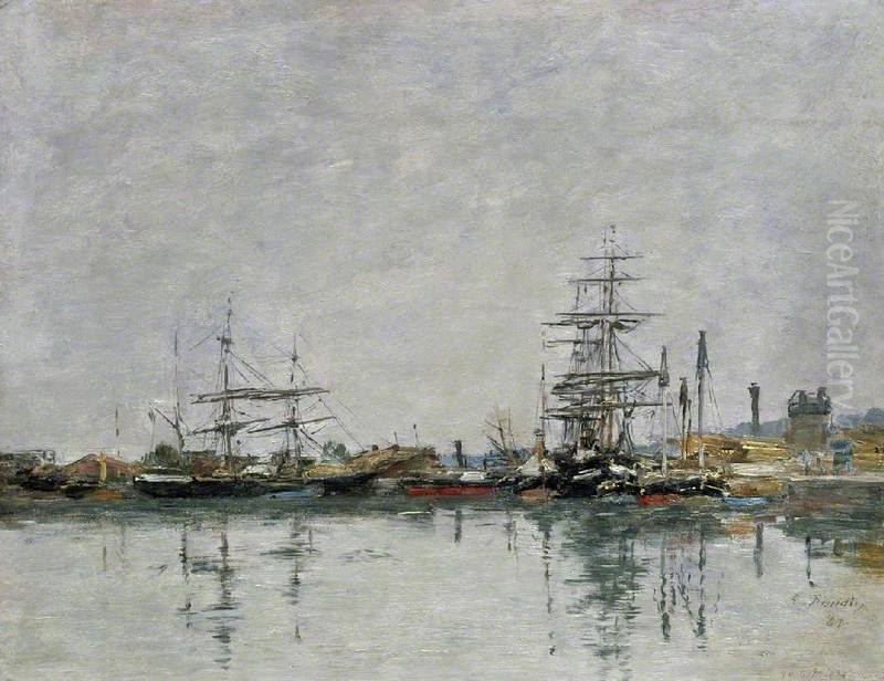 The Dock at Le Havre Oil Painting by Eugene Louis Boudin