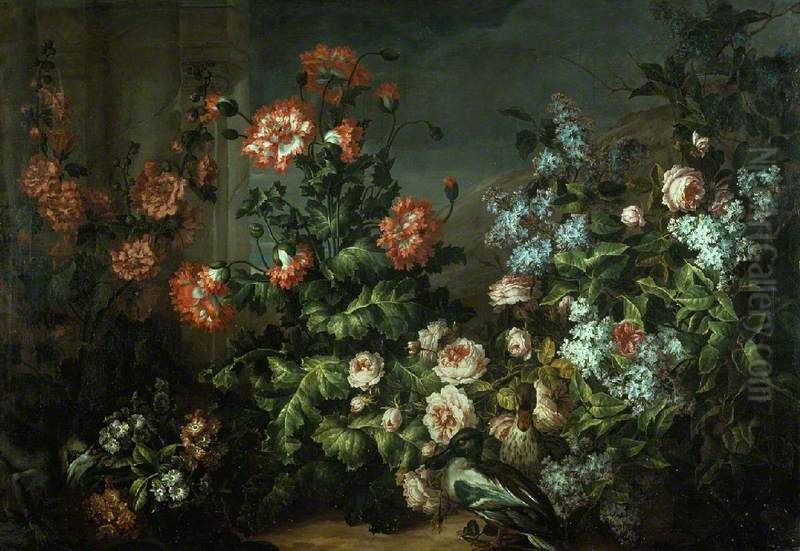 A Floral Composition Oil Painting by Jean-Baptiste Monnoyer