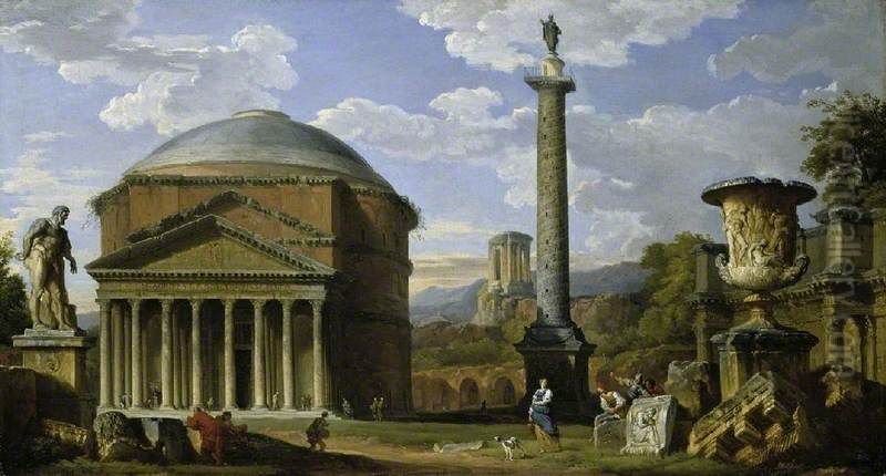 Capriccio of Roman Ruins with the Pantheon Oil Painting by Giovanni Paolo Panini
