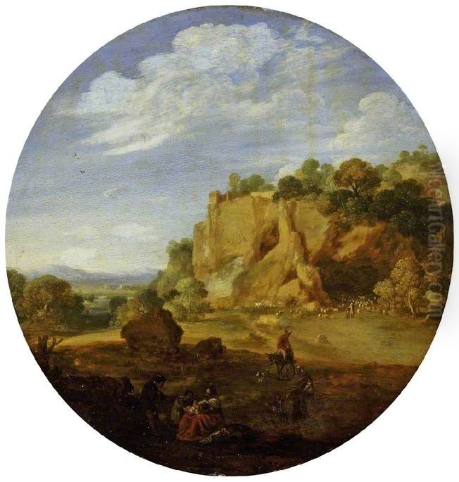 Southern landscape with a rocky mountain Oil Painting by Bartholomeus Breenbergh