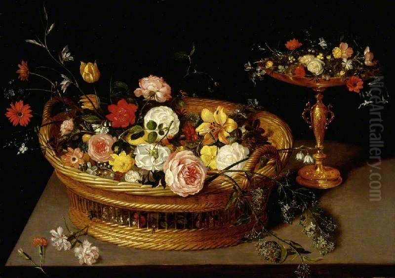 A Basket of Flowers Oil Painting by Jan Brughel