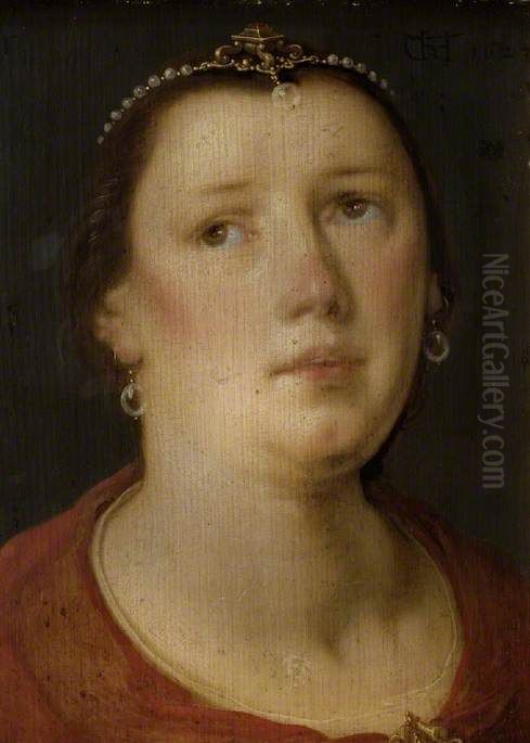 Female head Oil Painting by Cornelis van Haarlem