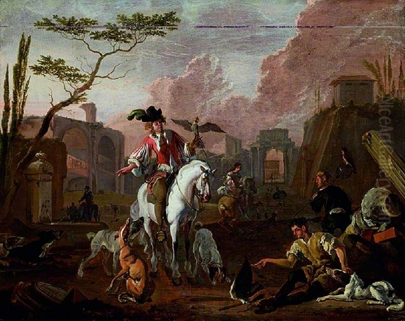 Hawking Party Oil Painting by Abraham Danielsz. Hondius