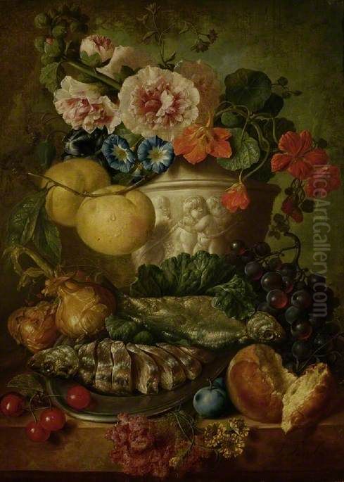 Still Life with Fruit, Flowers and Fish Oil Painting by Jan van Os