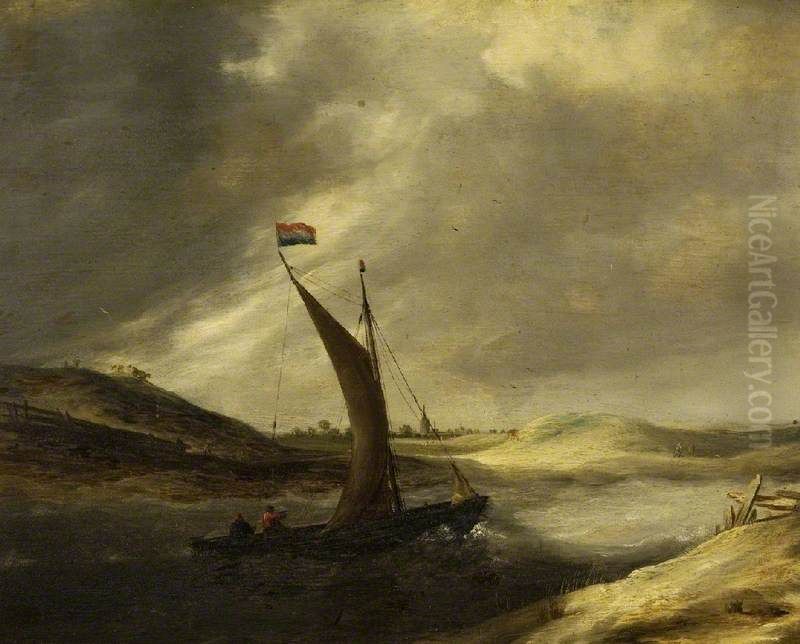 River Scene Oil Painting by Bonaventura Peeters the Elder