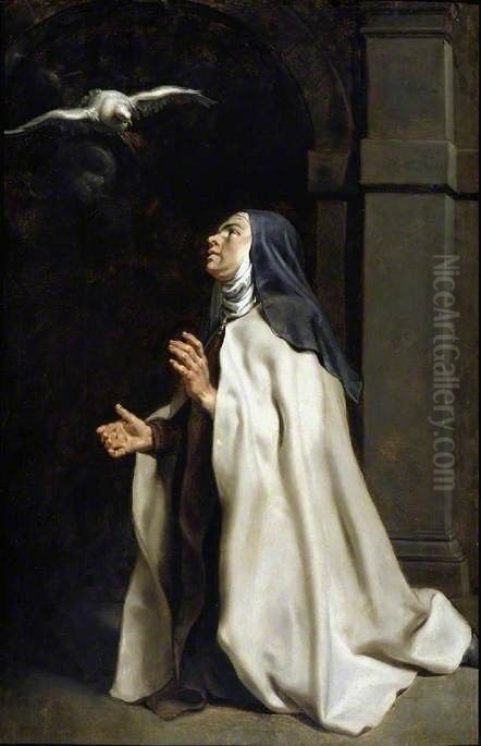 Saint Teresa of Avila's vision of the dove Oil Painting by (studio of) Rubens, Peter Paul
