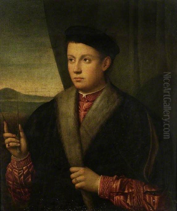 An Unknown Youth Oil Painting by Bernardino Licinio