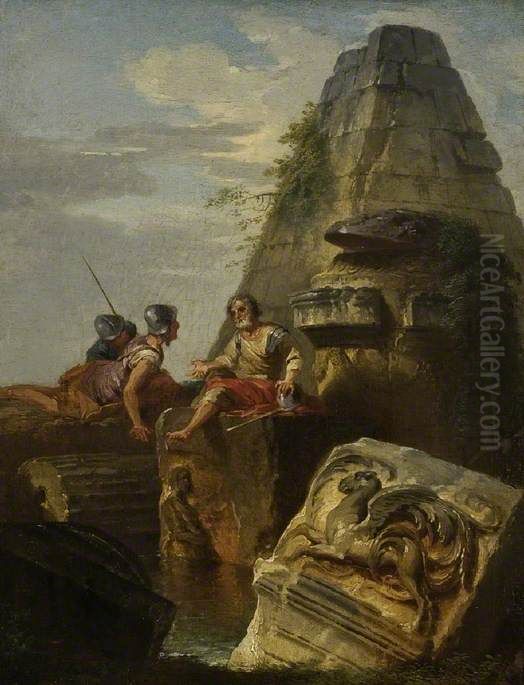 Ruins with Figures Oil Painting by Giovanni Paolo Panini