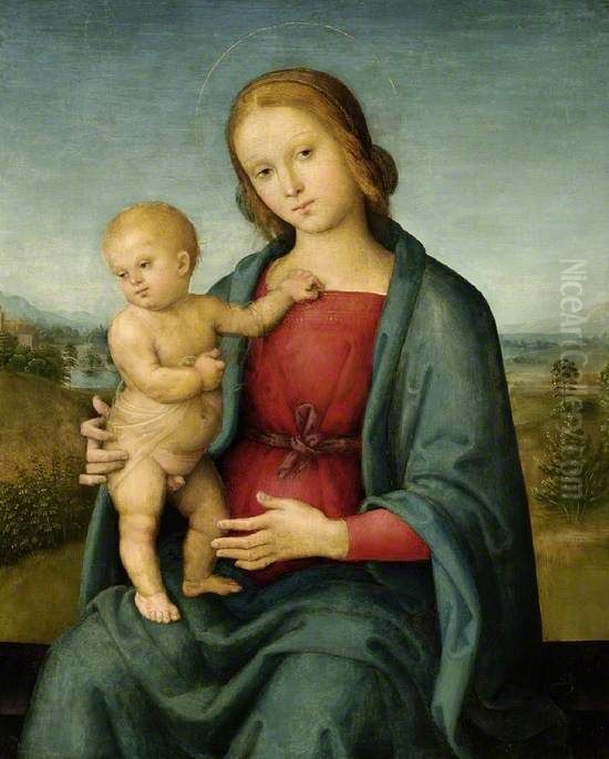 Virgin and Child Oil Painting by Pietro Vannucci Perugino