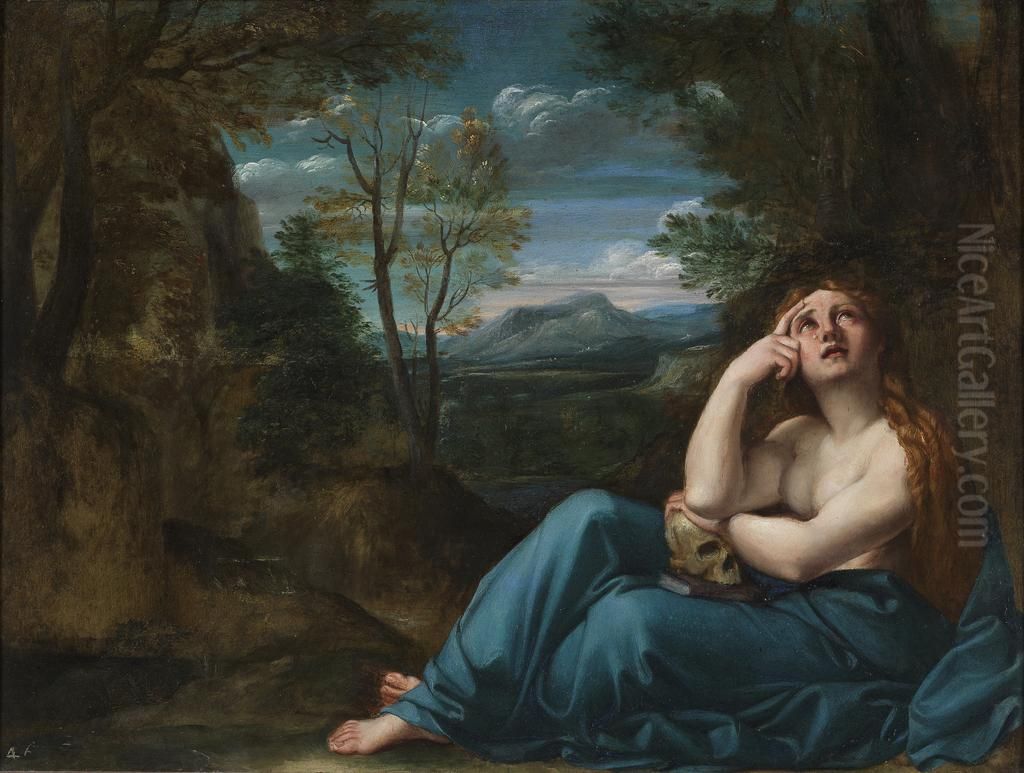 Mary Magdalene in a Landscape Oil Painting by Annibale Carracci