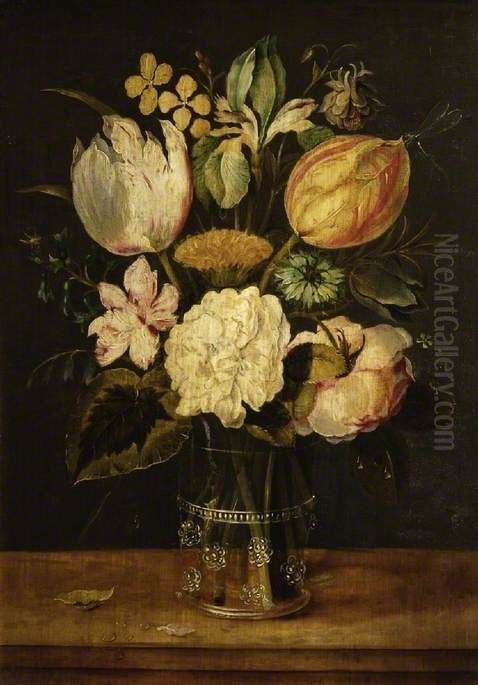 Flowers in a Glass Vase Oil Painting by Alexander Adriaenssen