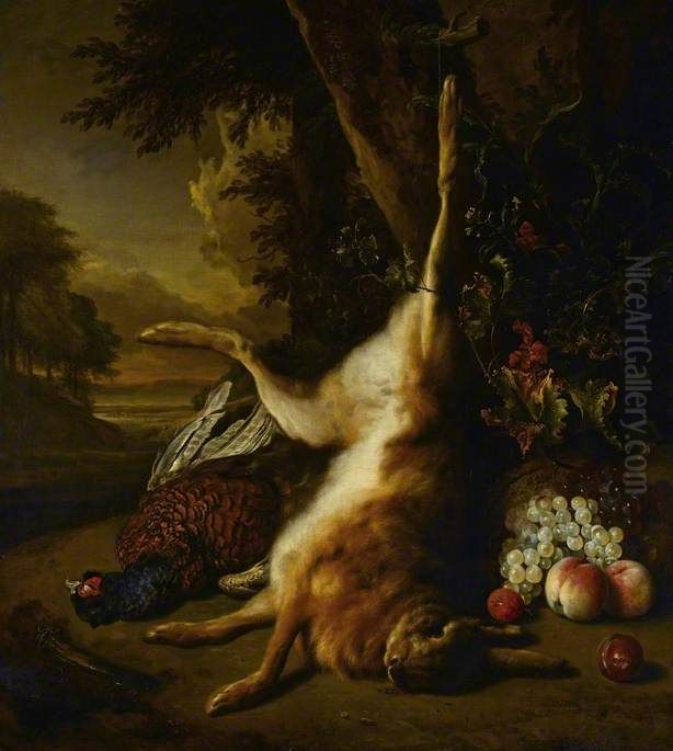 Dead Game and Fruit Oil Painting by Jan Weenix