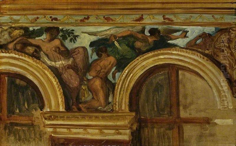 Study for Part of the 'Justice' Frieze, Palais Bourbon, Paris Oil Painting by Eugene Delacroix