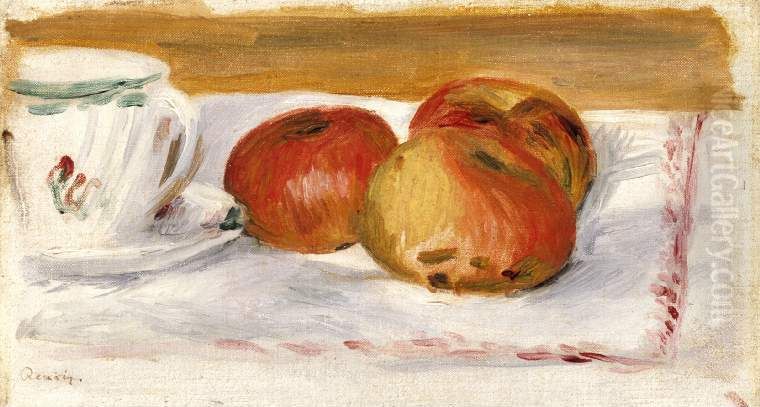 Apples and Teacup Oil Painting by Pierre Auguste Renoir