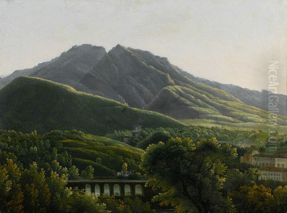 View of the Bridge and the Town of Cava, Kingdom of Naples Oil Painting by Jean-Joseph-Xavier Bidauld