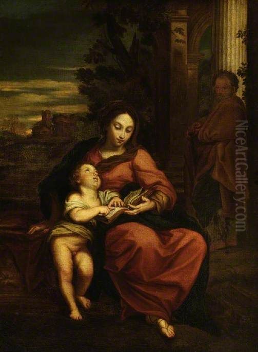 The Virgin Teaching the Infant Christ to Read Oil Painting by Carlo Maratta or Maratti