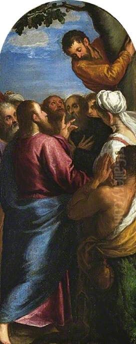 Christ Calling Zacchaeus Oil Painting by Palma il Giovane