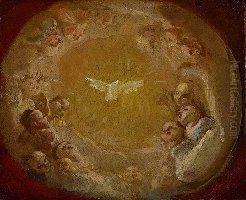 The Dove of the Holy Ghost Surrounded by Cherubim Oil Painting by Mariano Rossi
