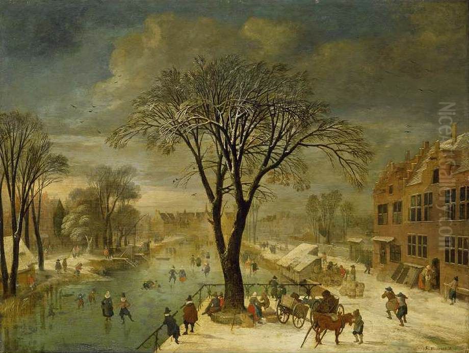 Winter Scene Oil Painting by Jacques Fouquier