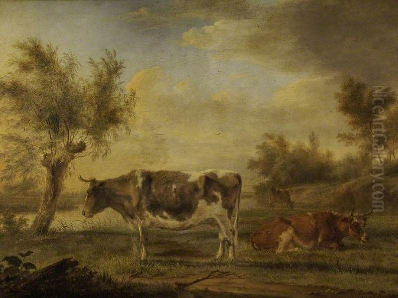 Cattle Piece Oil Painting by Johannes Janson