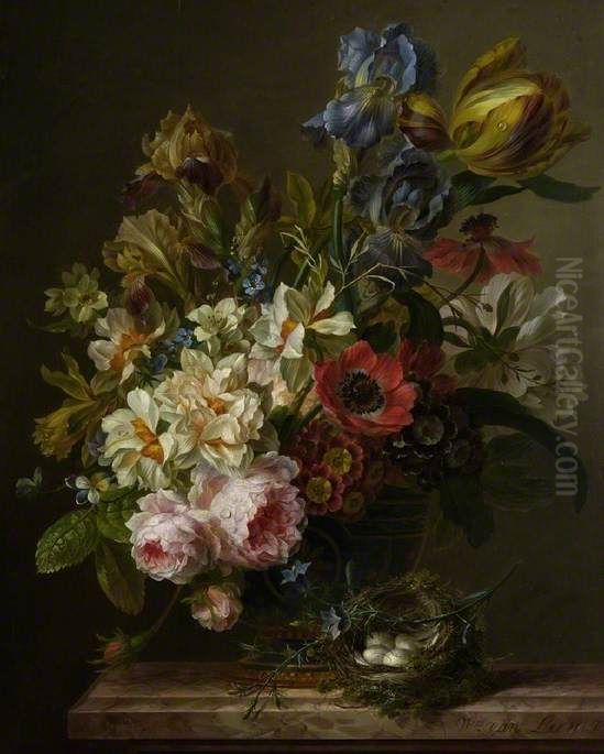 Bowl of Flowers Oil Painting by Willem van Leen