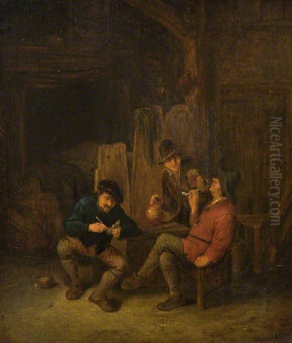 Peasants Smoking Oil Painting by Adriaen van Ostade