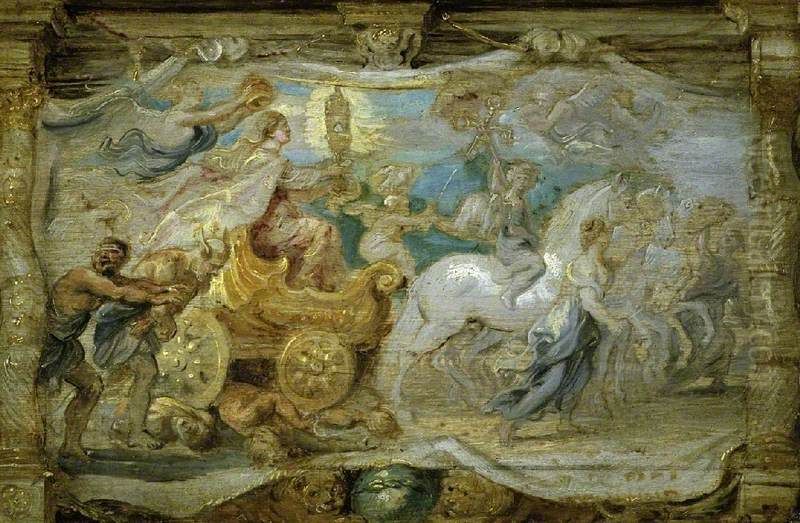 The Triumph of the Eucharist over Ignorance and Blindness (panel 4 of 7) Oil Painting by (studio of) Rubens, Peter Paul