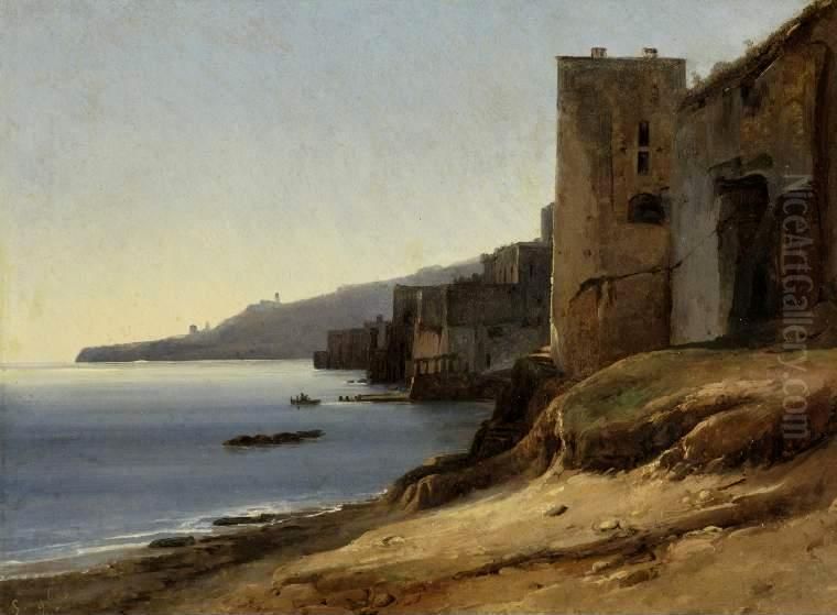 The Coast of the Bay of Naples near Posillipo Oil Painting by Jules Louis Phillipe Coignet