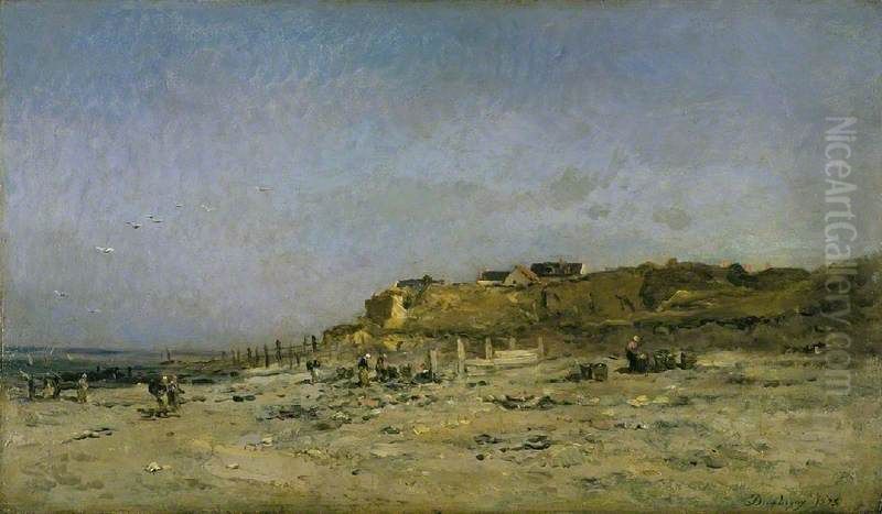 Beach at Villerville, Normandy Oil Painting by Charles-Francois Daubigny